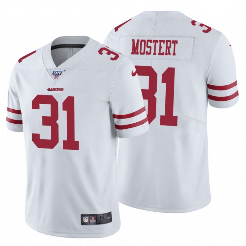 Men San Francisco 49ers #31 Raheem Mostert Nike White 100th Vapor Limited NFL Jersey